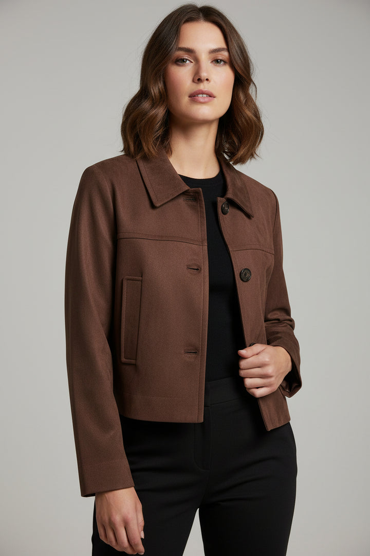 Faux Suede Jacket - Chocolate