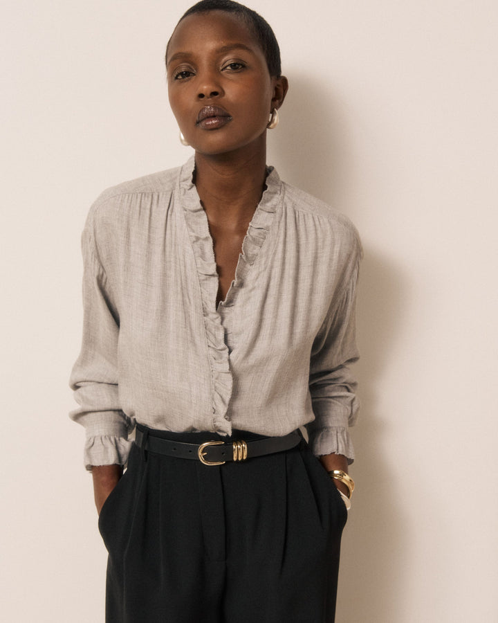Ruffle V Neck Shirt