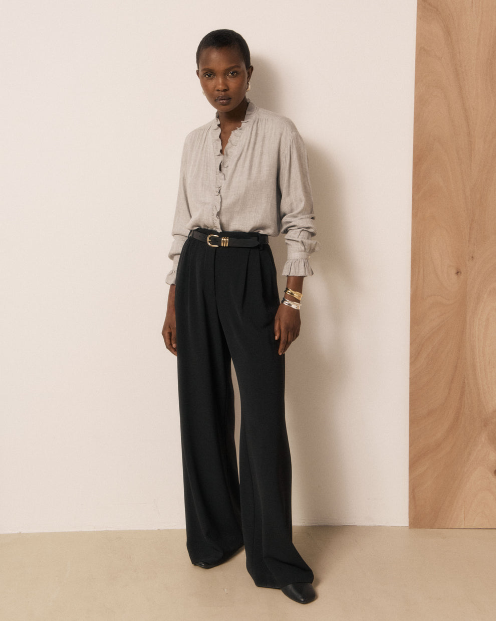 Ruffle V Neck Shirt
