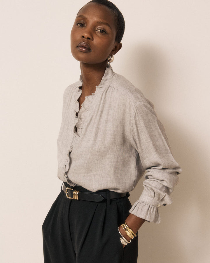 Ruffle V Neck Shirt
