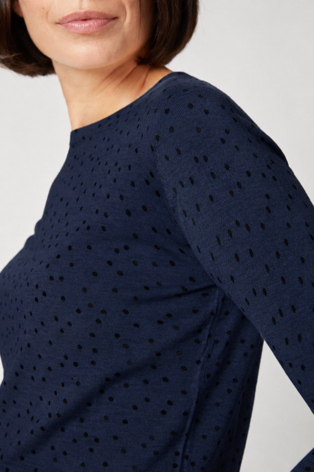 Pebble Polka Dot Crewneck Sweater - Navy