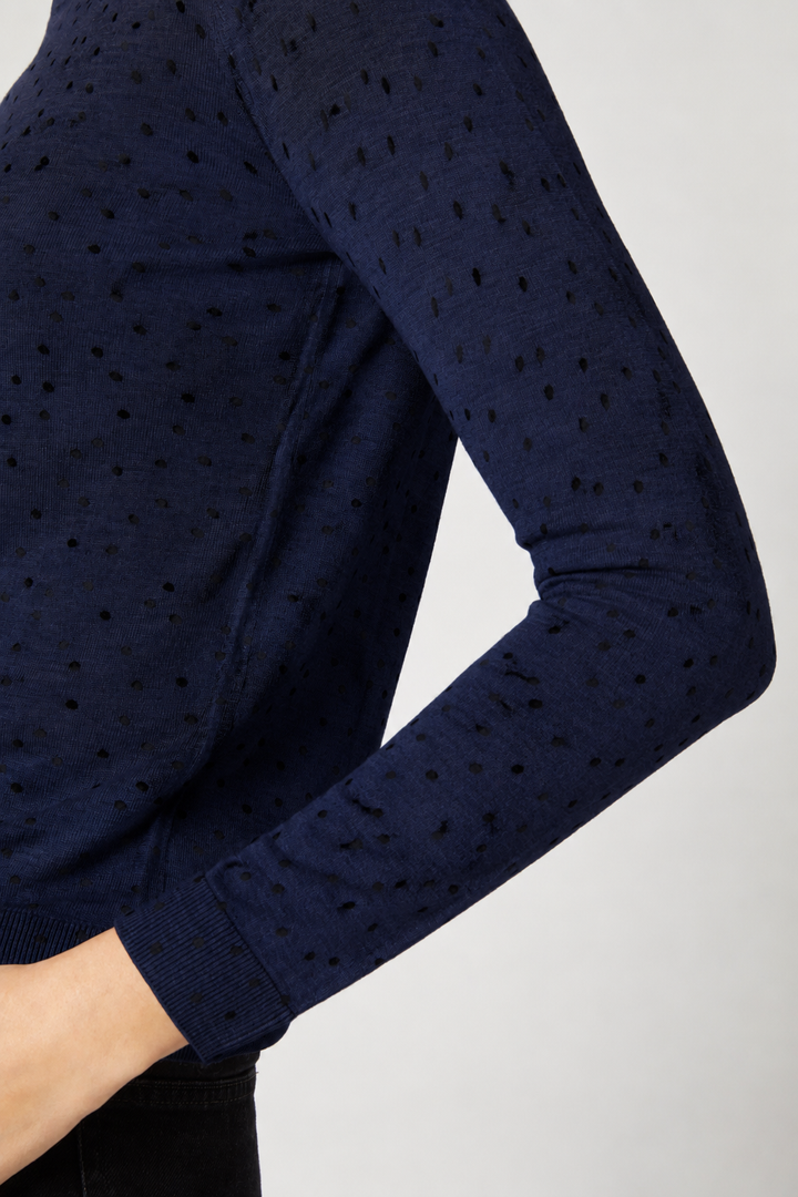 Pebble Polka Dot Crewneck Sweater - Navy