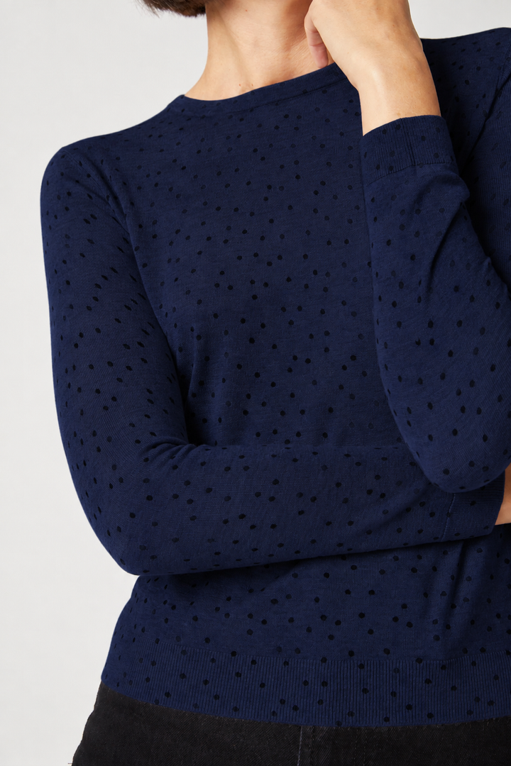 Pebble Polka Dot Crewneck Sweater - Navy