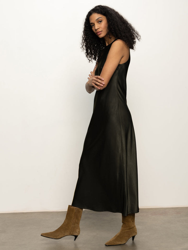 Everyday Satin Dress - Black Olive