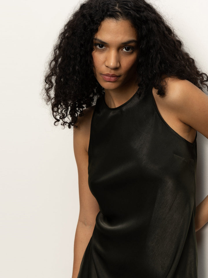 Everyday Satin Dress - Black Olive