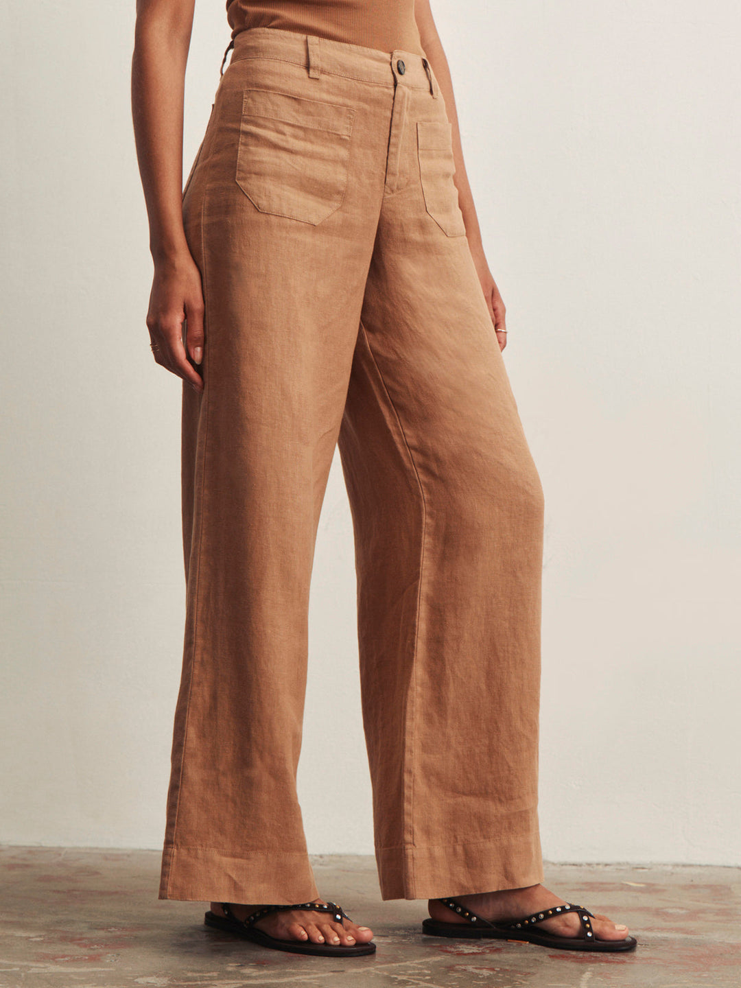 The Linen Marine Wide Leg Pant