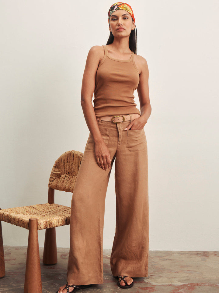 The Linen Marine Wide Leg Pant