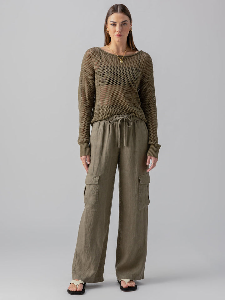 Drift Linen Cargo Semi High Rise Pant