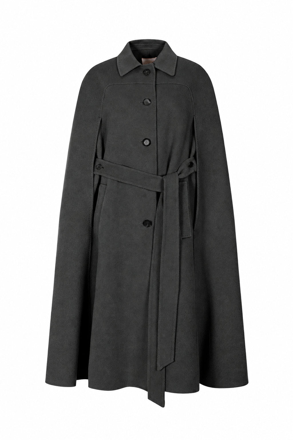 Belted Cape Coat - Black