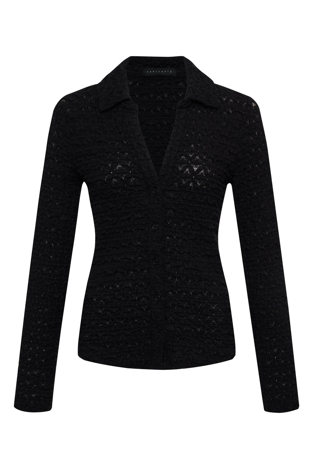 Dreamgirl Lace Button Up Top - Black