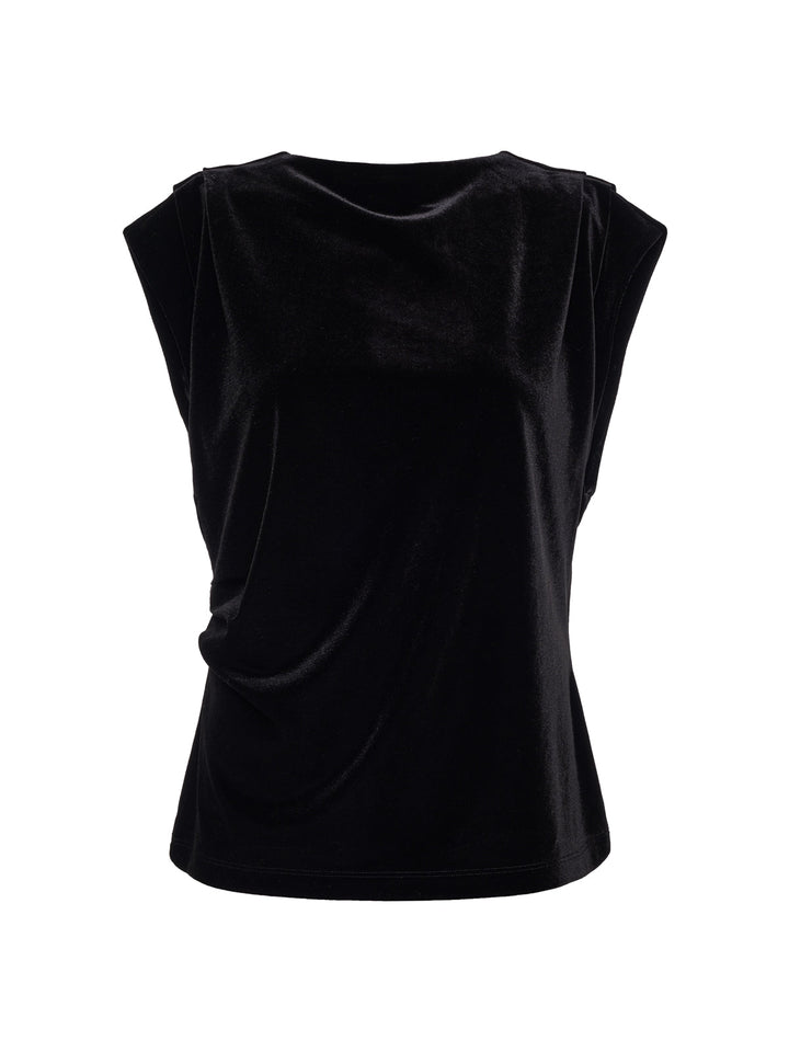 Pleated Velvet Sleeveless Top