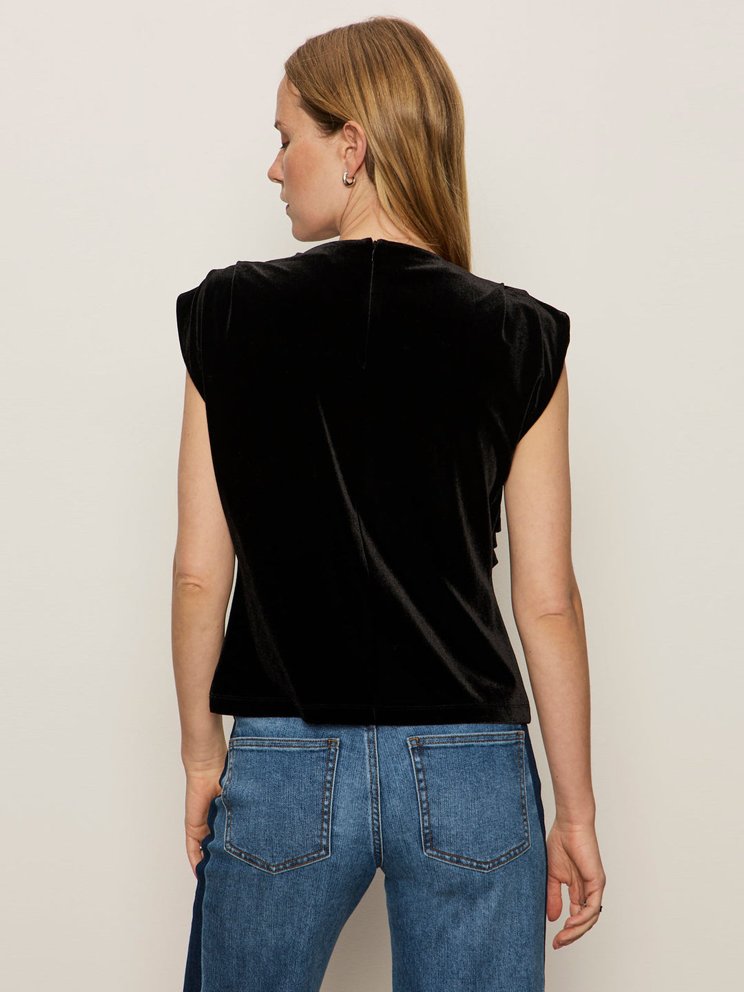 Pleated Velvet Sleeveless Top