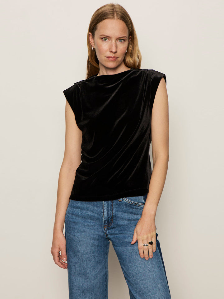 Pleated Velvet Sleeveless Top