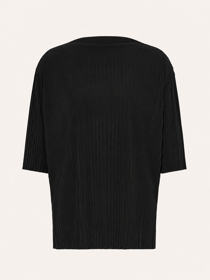 Caraffa Elbow Sleeves and Pleats Top - Black