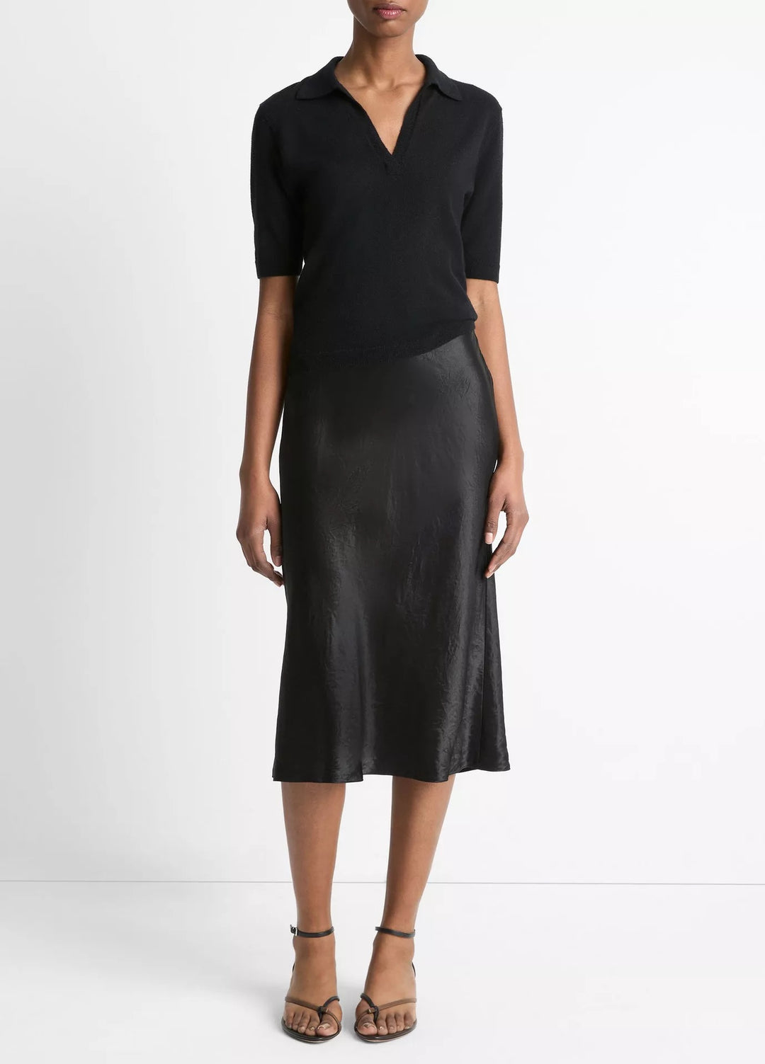 Cashmere-Silk Short-Sleeve Polo Sweater