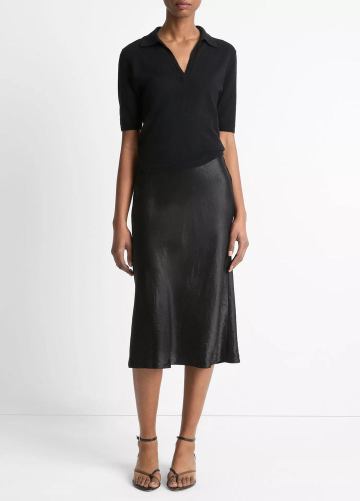 Cashmere-Silk Short-Sleeve Polo Sweater