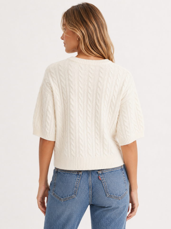 Cashmere Cable Short Sleeve Sweater