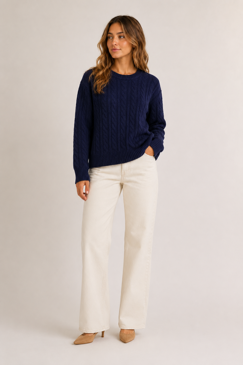 Cashmere Cable Crewneck