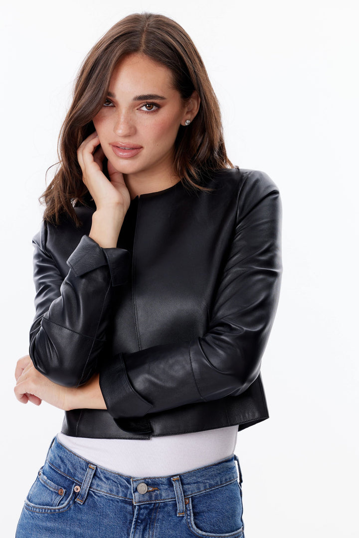 Cropped Leather Jacket