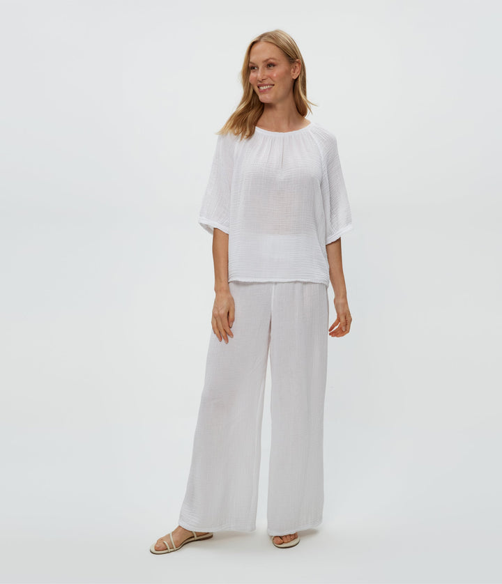 Jane Puff Sleeve Top - White