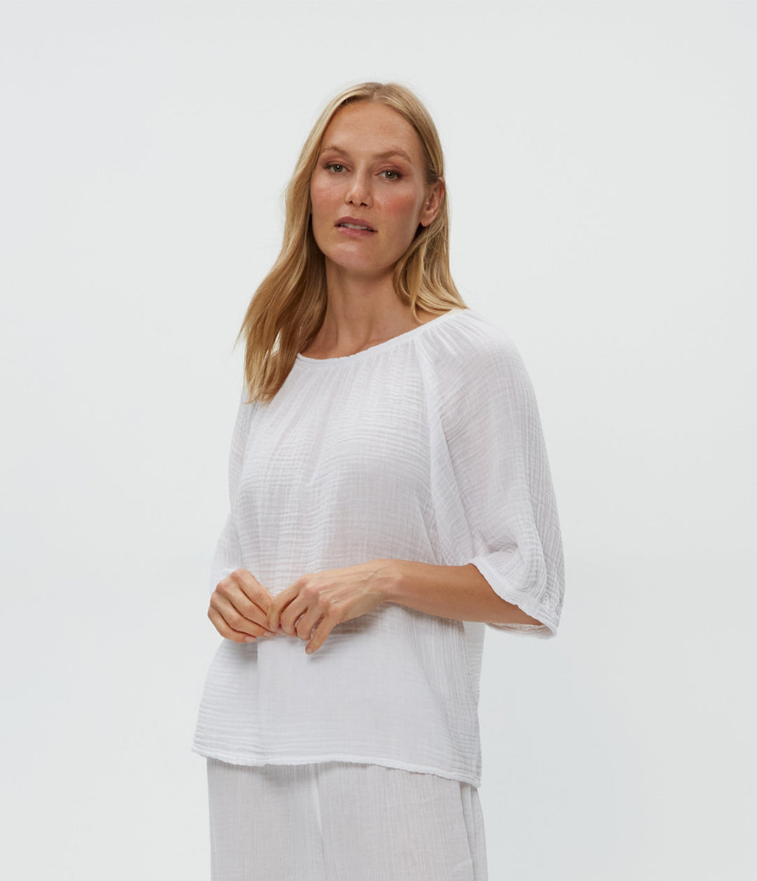 Jane Puff Sleeve Top - White