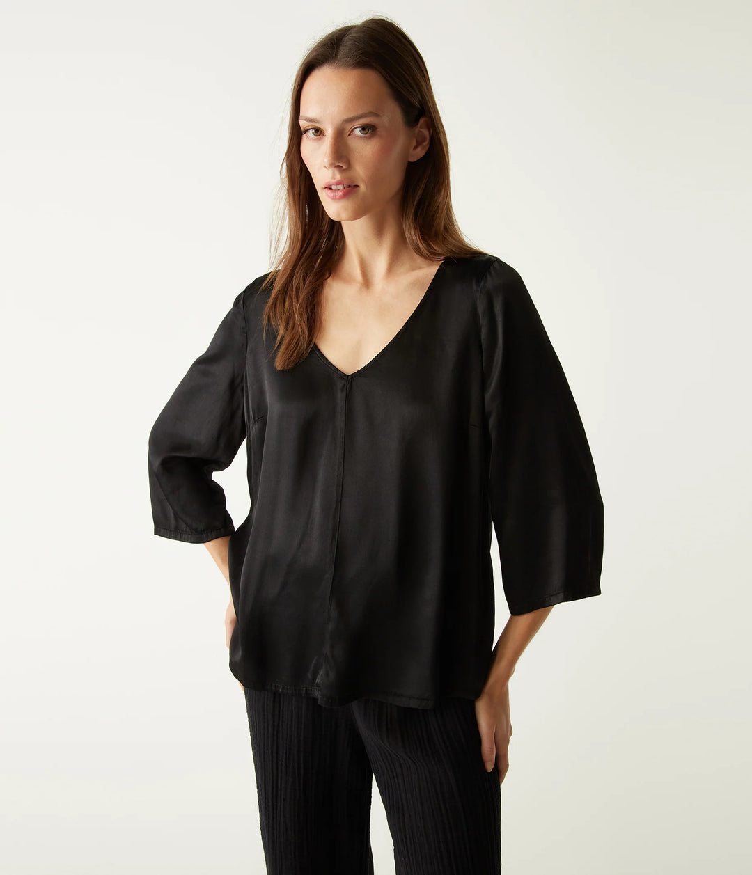 Cobie V-Neck Satin Top