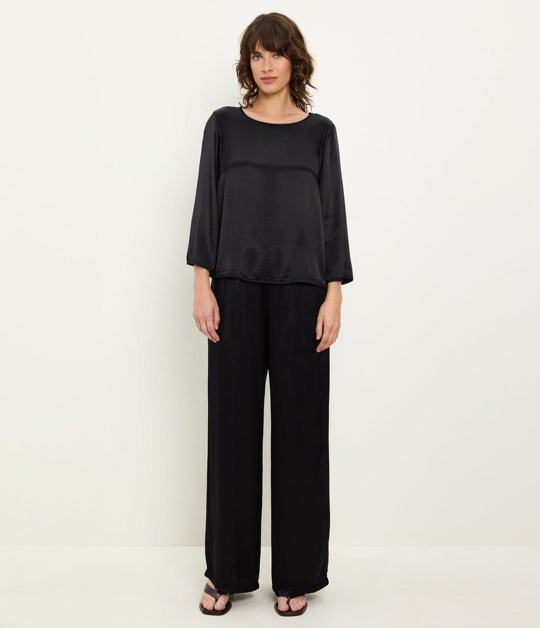 Rachelle Wide Boatneck Top - Black