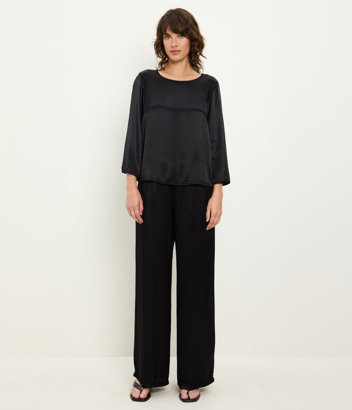 Rachelle Wide Boatneck Top - Black