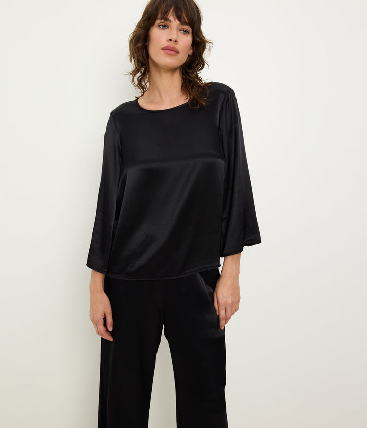 Rachelle Wide Boatneck Top - Black