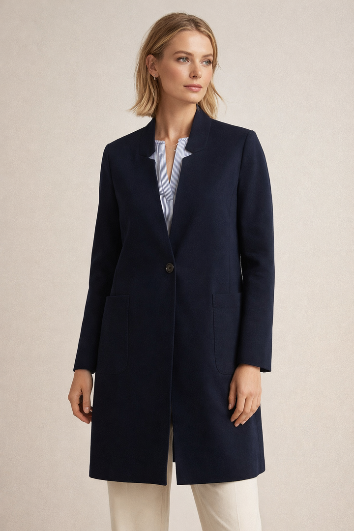 Single Breasted Coat - Navy
