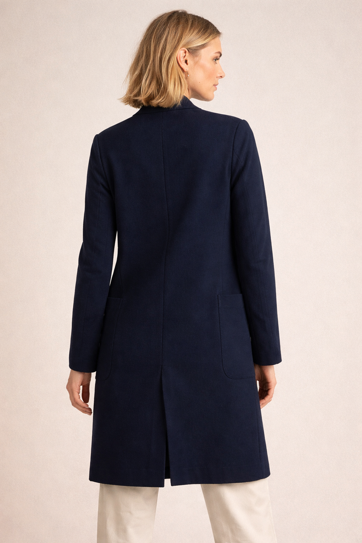 Single Breasted Coat - Navy
