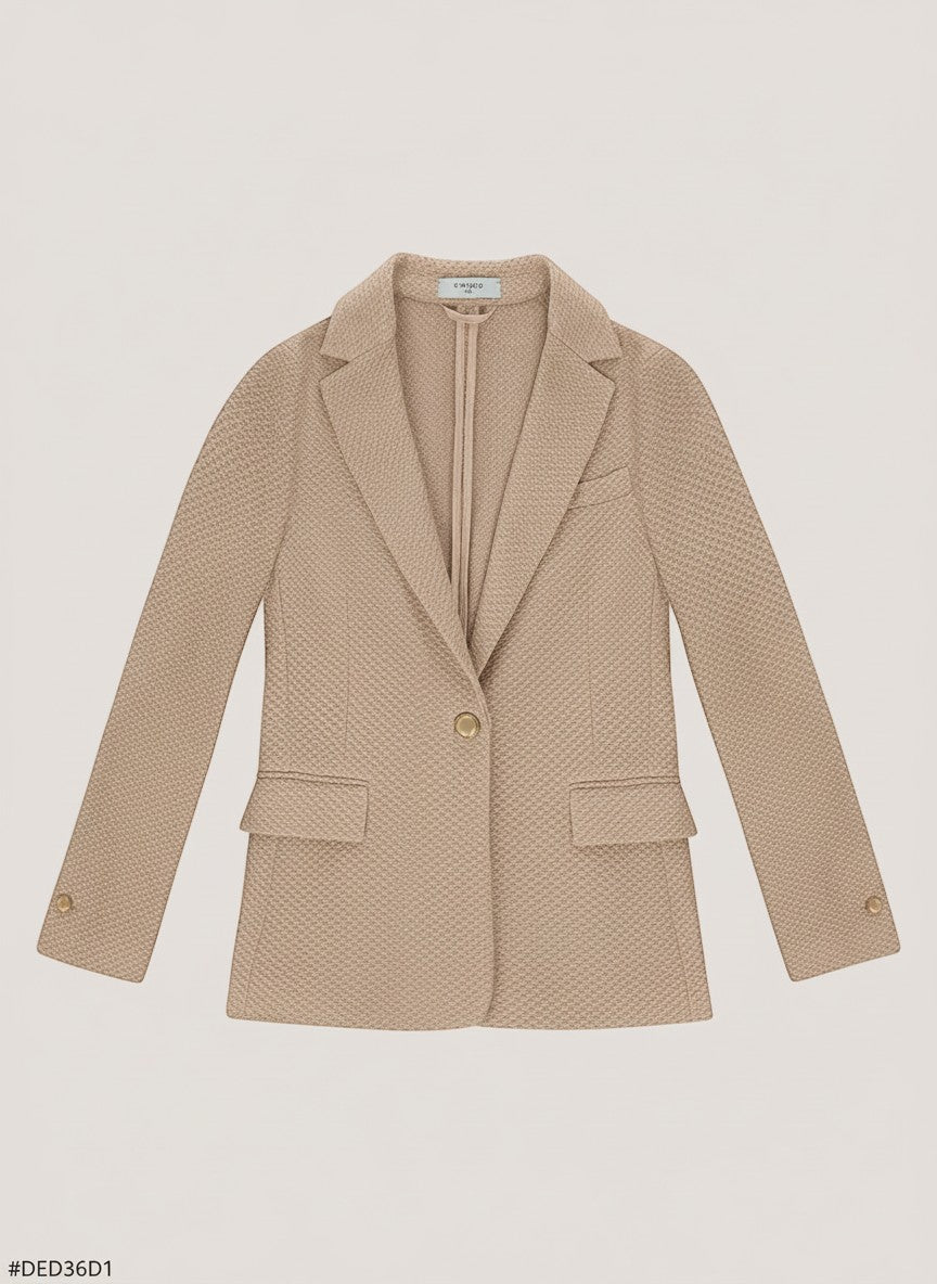 Slim Fit Tweed Jacket - Natural