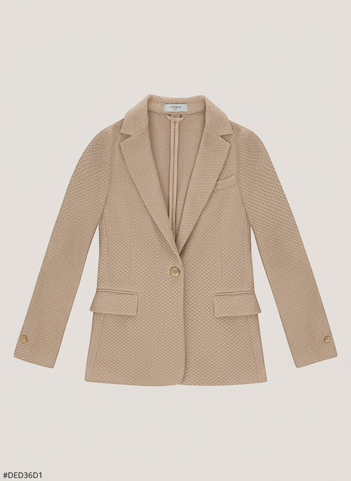 Slim Fit Tweed Jacket - Natural