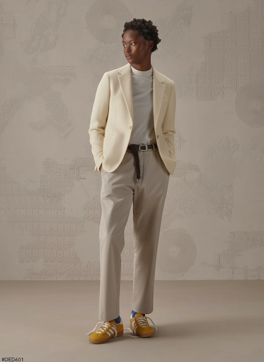 Slim Fit Tweed Jacket - Natural