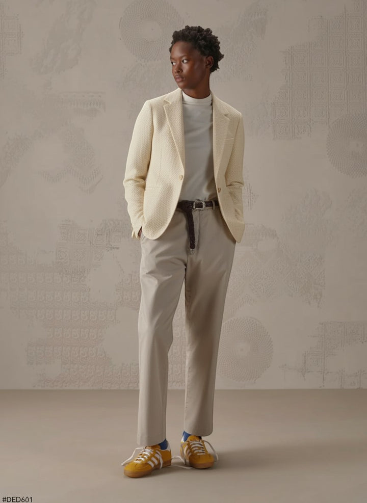 Slim Fit Tweed Jacket - Natural