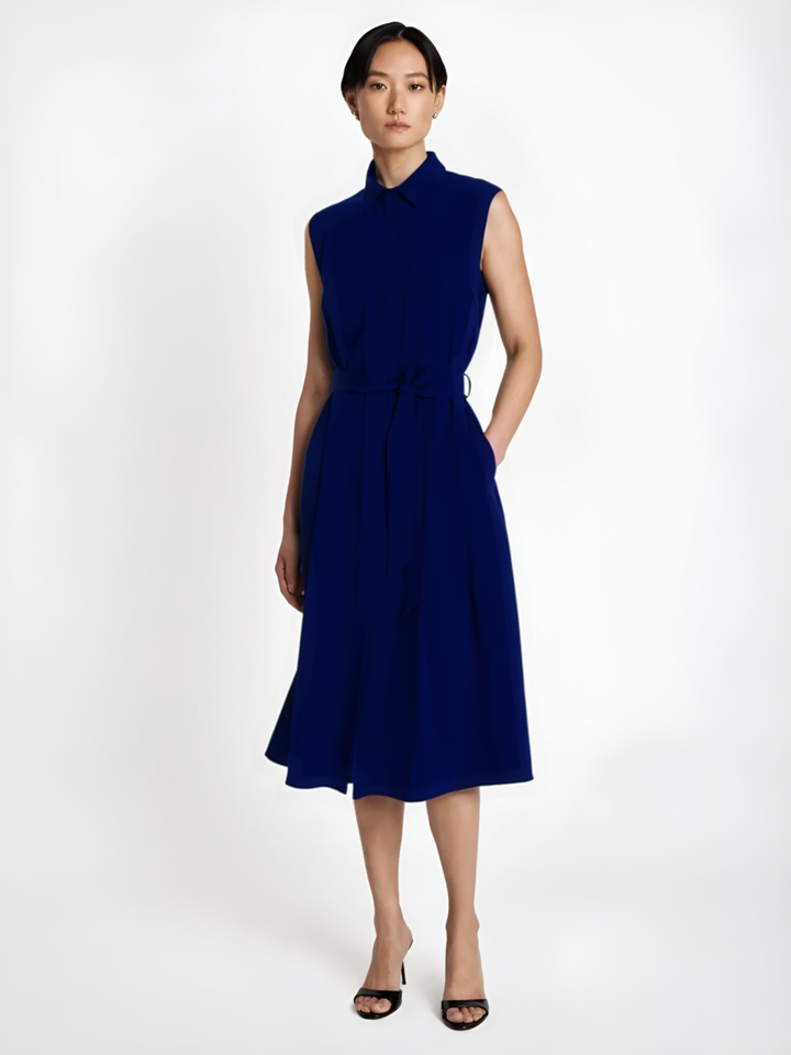 Florine Silk Shirt Dress - Royal