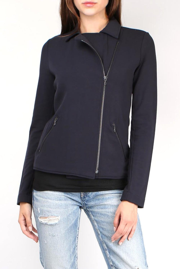 French Terry Long Sleeve Moto Jacket