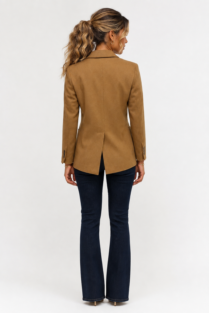 Cashmere Double Breasted Blazer - Camel