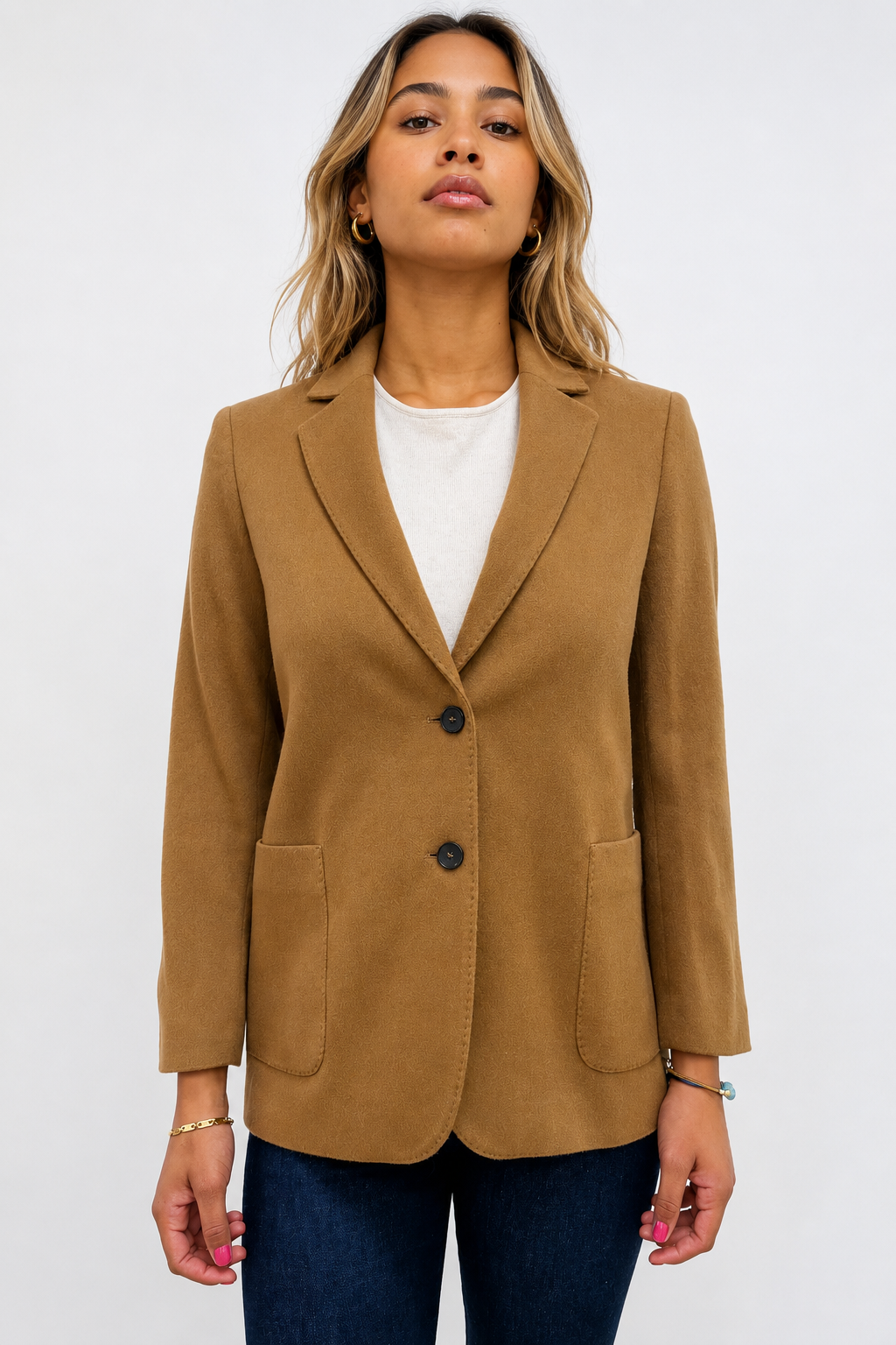 Cashmere Double Breasted Blazer - Camel