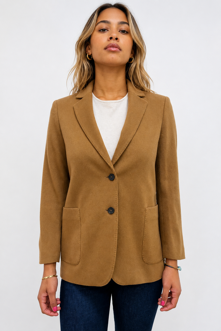 Cashmere Double Breasted Blazer - Camel