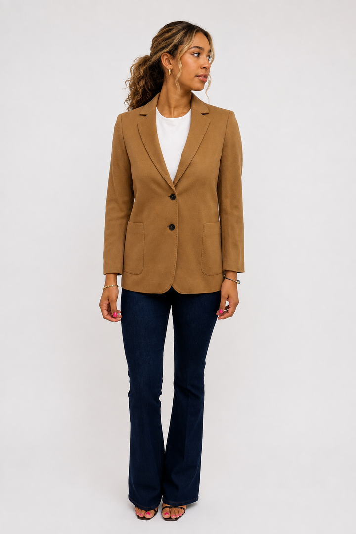 Cashmere Double Breasted Blazer - Camel