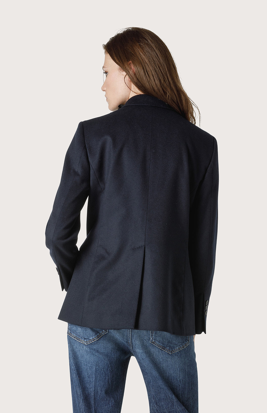 Cashmere Double Breasted Jacket with Detail Stitching
