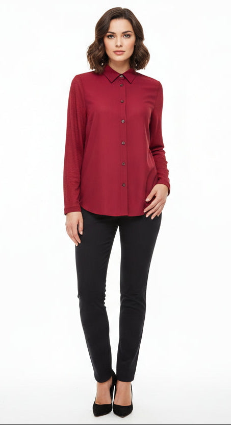 Silk Front Button Down Shirt
