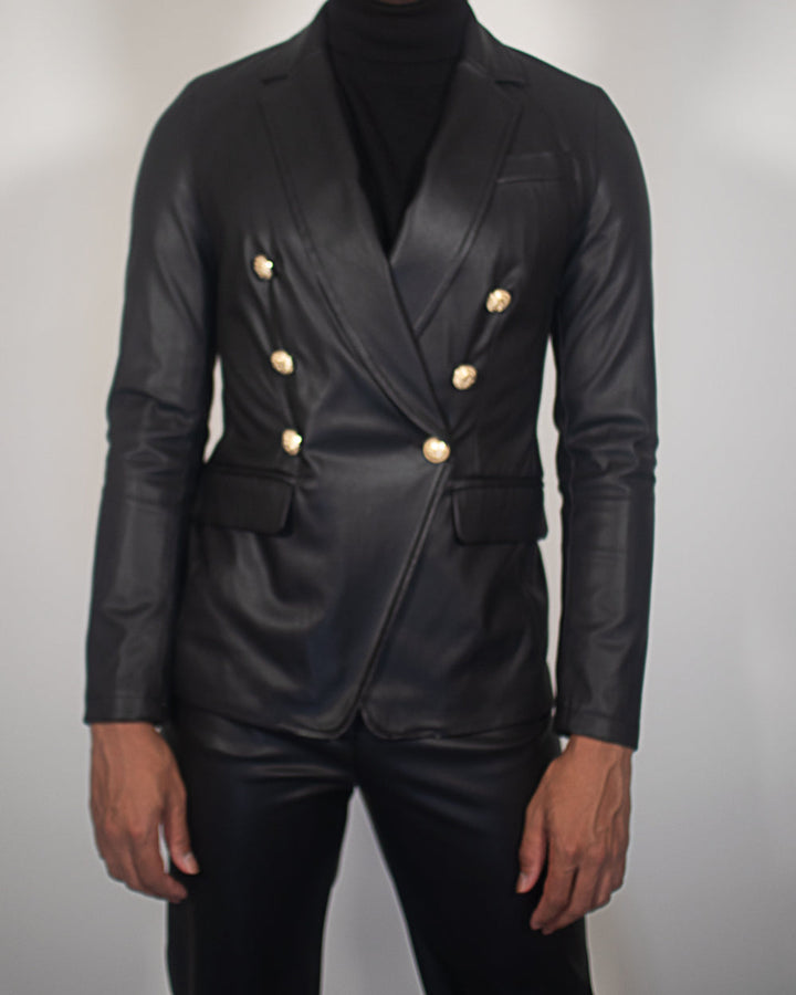 Faux Leather Blazer