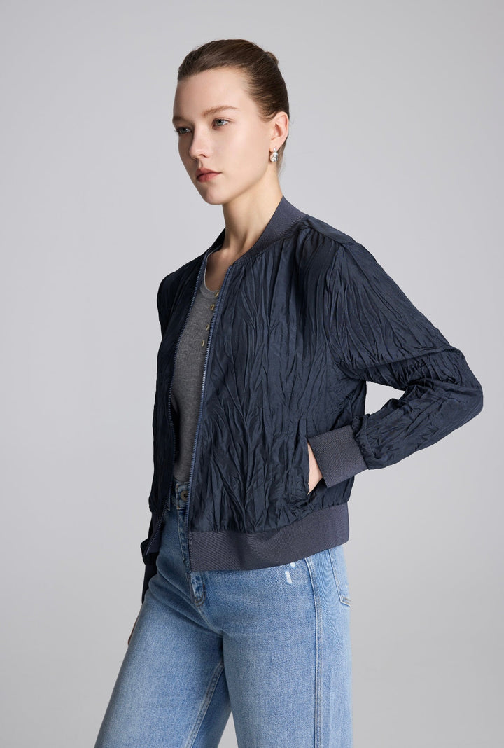 Silk Bomber Jacket - Charcoal