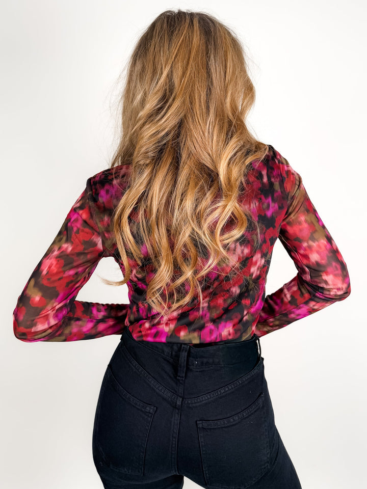 Longsleeve Mesh Mock Floral