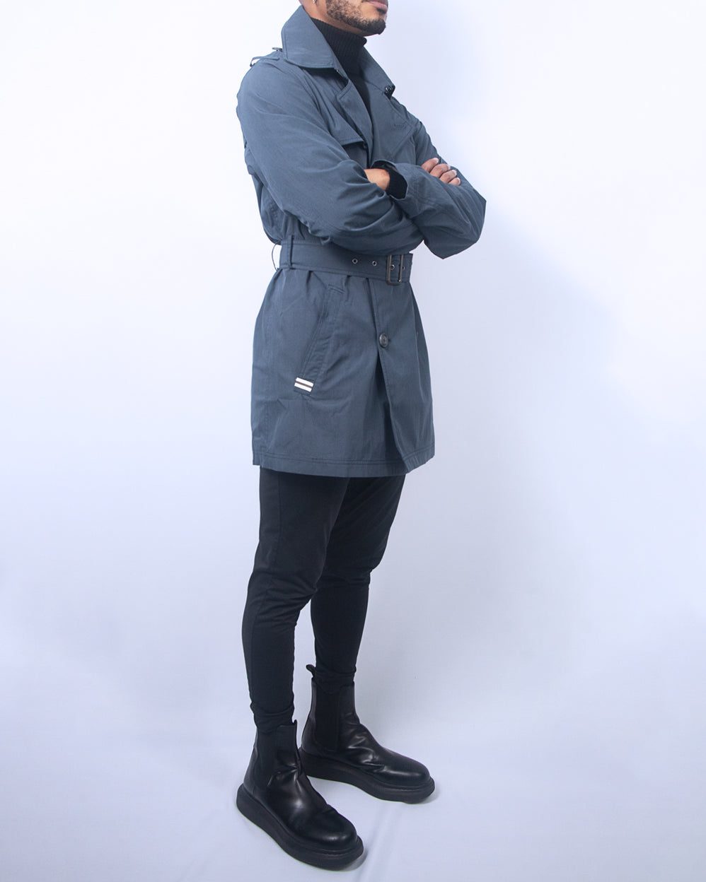 Entrenched Trench Coat - Navy
