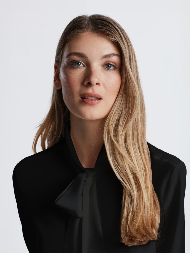 Ismay Silk Neck Tie Blouse - Black