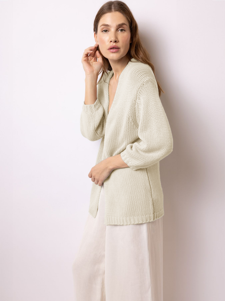 Open Cardigan in Chunky Knit - Ivory