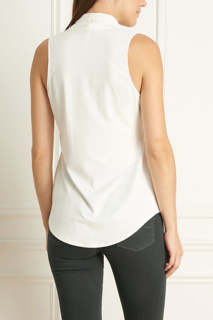 Matte Jersey Sleeveless Pleated V Neck Top